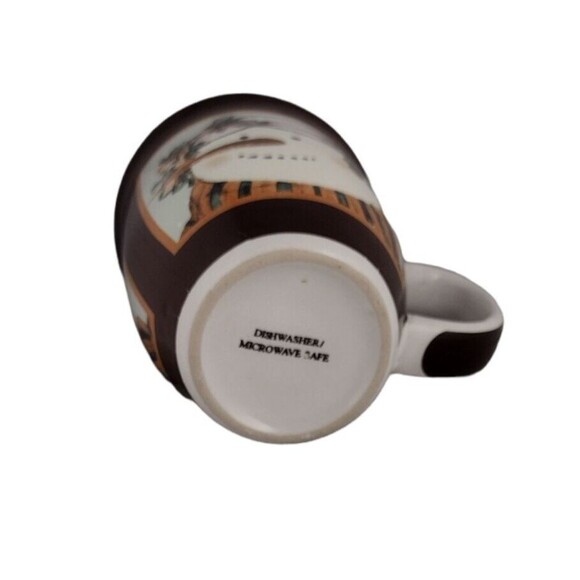 Snowman Coffee Mug Tea Cup Holiday Christmas Holly Scarf White Brown Read - Picture 4 of 7